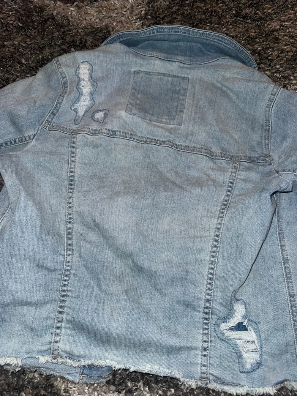 abercrombie kids light blue distressed denim jacket